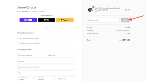 Aukey Canada coupon discount