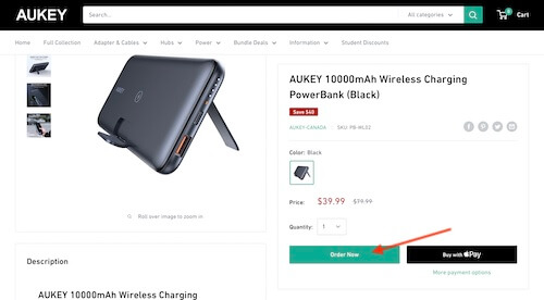 Aukey Canada shopping cart