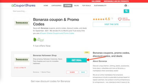 Bonanza coupon