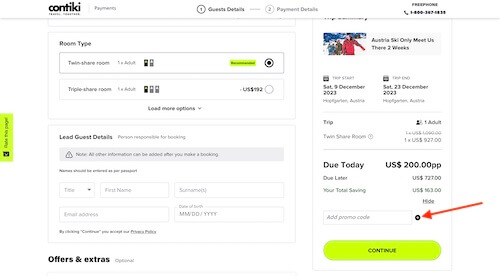 Contiki discount code discount