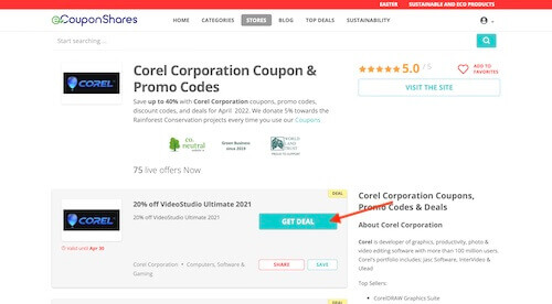 Corel Corporation coupon