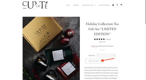 Cup of Té shopping cart