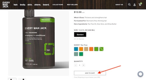 Every Man Jack shopping cart