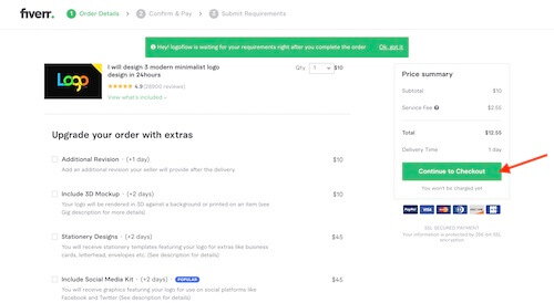 Fiverr shopping cart