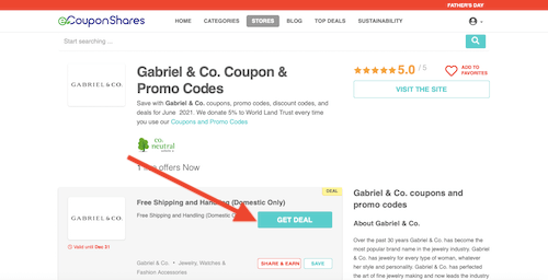 Gabriel & Co. coupon