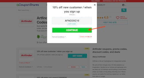 Go to the Artfinder website