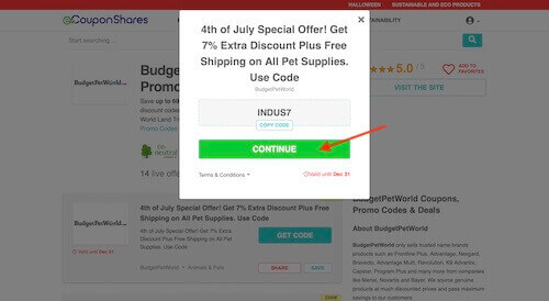 Go to the BudgetPetWorld website