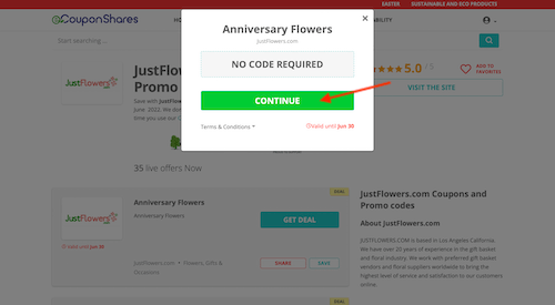 Go to the JustFlowers.com website