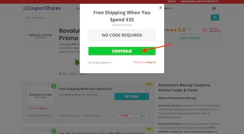 Go to the Revolution Beauty website