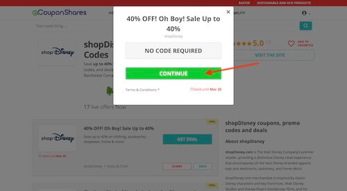 Go to the shopDisney website