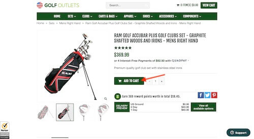 Golf Outlets of America shopping cart