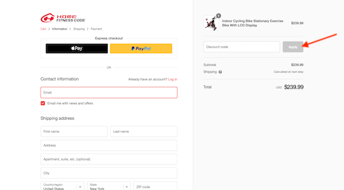 Home Fitness Code discount code discount