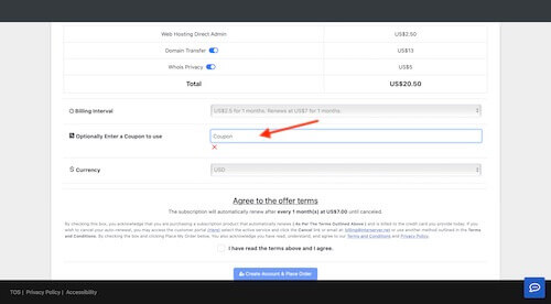 Interserver Webhosting and VPS coupon discount