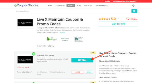 Live X Maintain discount code