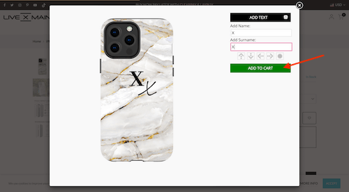 Live X Maintain shopping cart