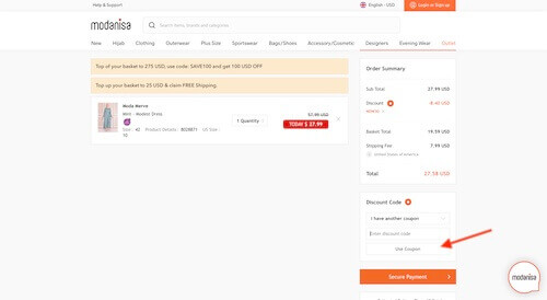 Modanisa coupon discount