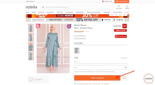 Modanisa shopping basket