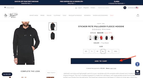 Original Penguin shopping cart