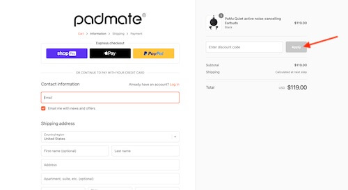 Padmate coupon discount