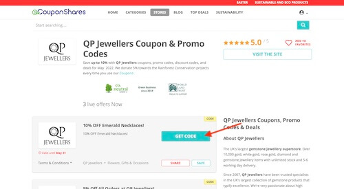 QP Jewellers discount code