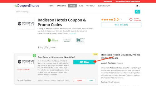 Radisson Hotels discount code