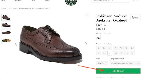 Robinson's Shoes shopping cart