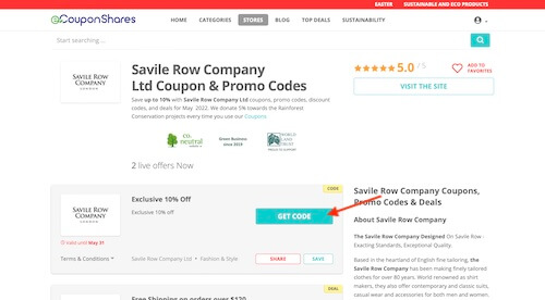 Savile Row Company discount code