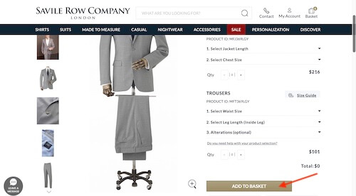 Savile Row Company shopping basket