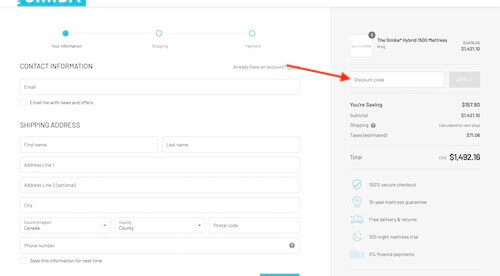 Simba Sleep discount code discount