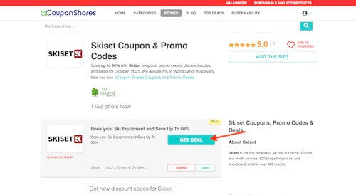 Skiset coupon