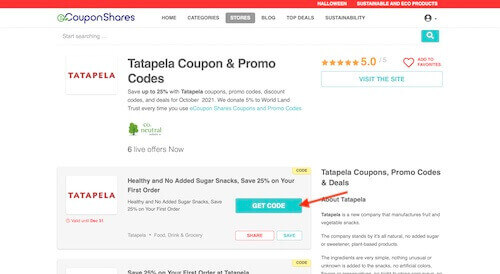 Tatapela coupon