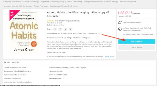 The Book Depository shopping basket