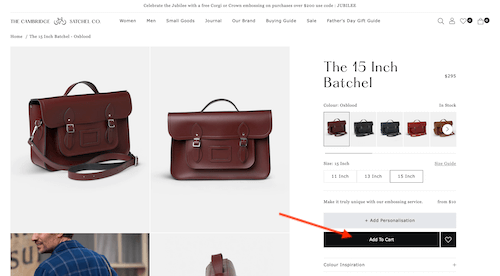 The Cambridge Satchel Company shopping cart