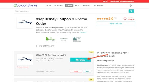 shopDisney coupon